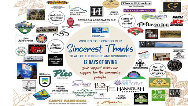 United Way thank you with business logos