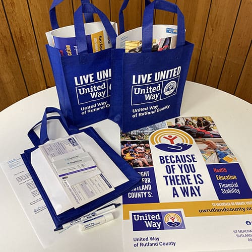 United Way Corporate gift bags given to all making a donation or pledge.