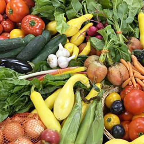 farm shelf fruits and vegetables